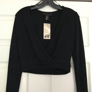 H&M sparkle long sleeve crop top size XS